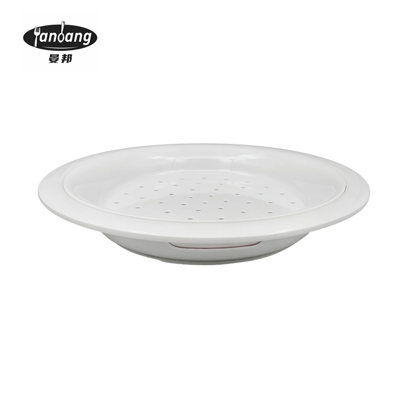 晏邦 密胺餐具 双层饺子盘 12寸 直径320*50mm 1个高清大图