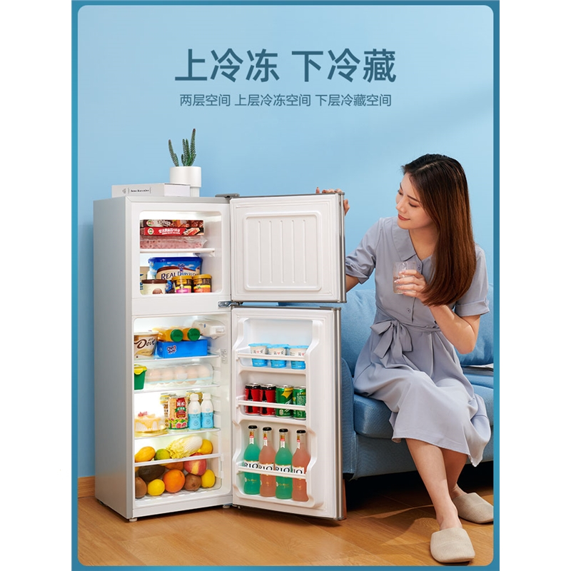 纳丽雅小家用小型宿舍租房用冷藏冷冻双开门电冰箱冰箱