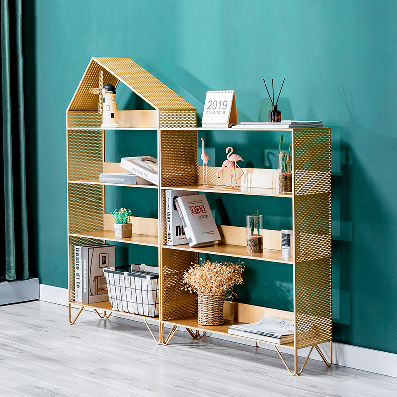 儿童落地小书架置物架宝宝家用简易绘本架铁艺书柜组合展示陈列架