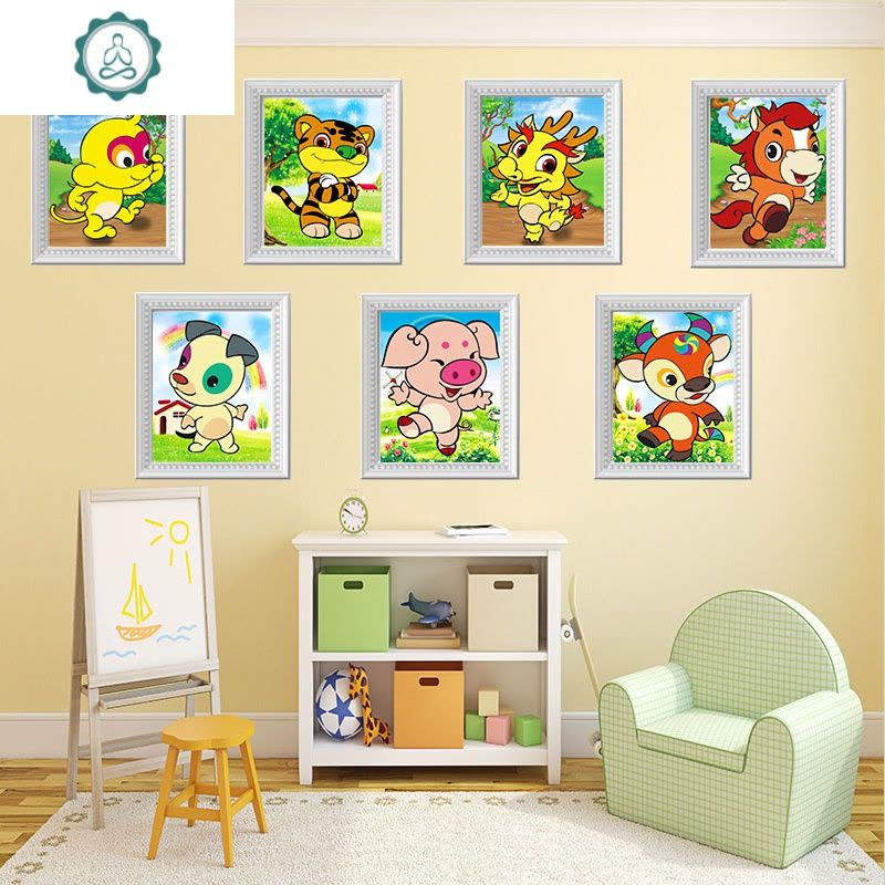 新款5D钻石画卡通动物12十二生肖点钻贴钻石十字绣儿童手工DIY 封后 满钻12生肖1整套更优惠图片