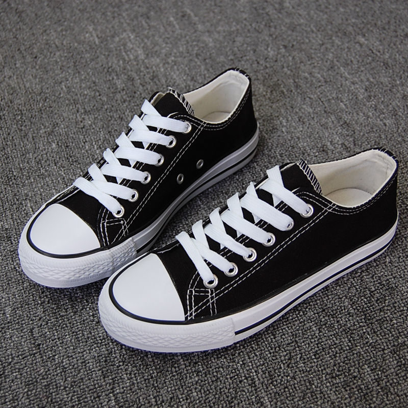 帆布鞋女鞋学生鞋韩版低帮平底休闲鞋子黑白色女生经典布鞋春夏款