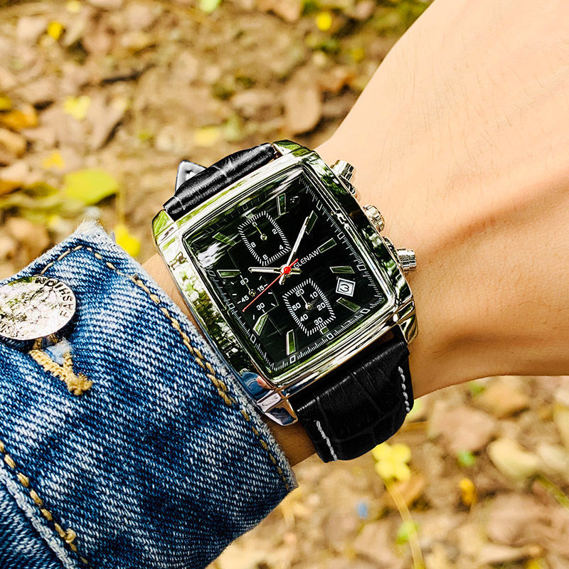 铭侣 石英表男女情侣方形手表男士韩版初高中学生多功能防水潮流时尚