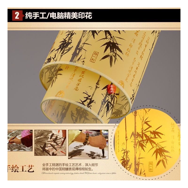 中式过道小吊灯火锅店餐厅灯笼中国风复古客厅茶馆灯具饭店仿古灯|清明上河图30*40cm