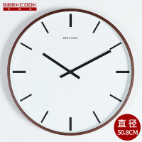 极客库GEEKCOOK简约现代客厅时钟卧室20英寸50.8cm挂钟创意艺术石英钟表工艺墙钟GK1313058 刻度款-胡桃色