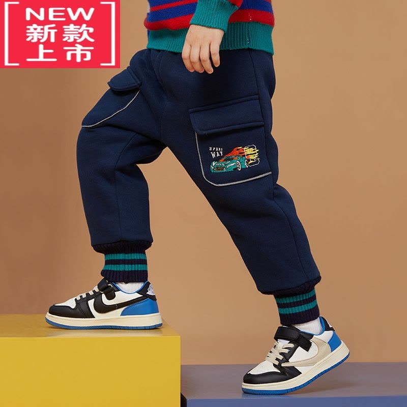 可莉允儿童棉裤男童冬季保暖裤子2022年新款宝宝双层夹棉卫裤加厚运动裤图片