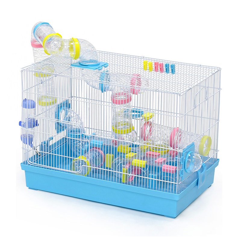 仓鼠笼子DIY豪华外接管道笼超大仓鼠基础笼双层金丝熊花枝鼠别墅 DIY管道笼M0600（蓝色）