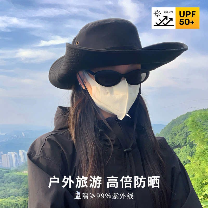 西部牛仔帽子女夏季大檐露营渔夫帽防晒遮阳户外爬山登山徒步帽营高清大图