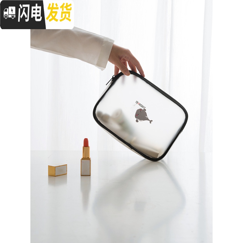 三维工匠便携化妆包女大容量ins风简约小号收纳包随身透明旅行防水洗漱包高清大图