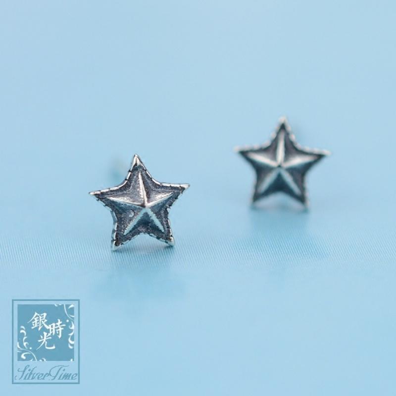 S925纯银耳钉 泰银小星星耳钉时尚气质五角星个性男女耳饰送女朋友老婆生日礼