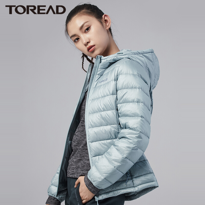 探路者户外超轻羽绒服女士外套短款秋冬季户外女超轻保暖抗撕裂羽绒