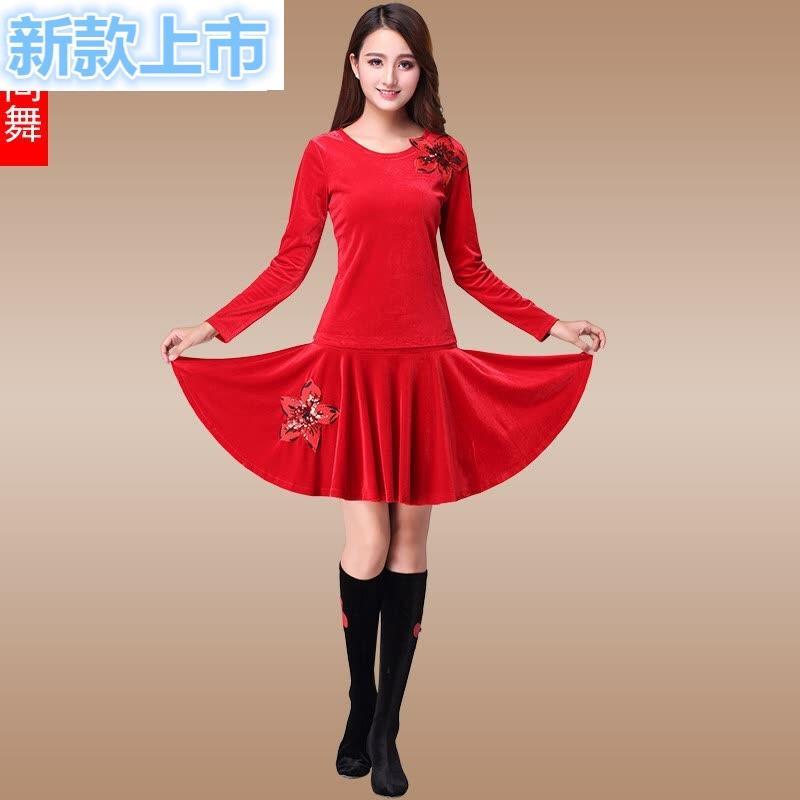 兰眉2018广场舞服装套装冬金丝绒跳舞服装女