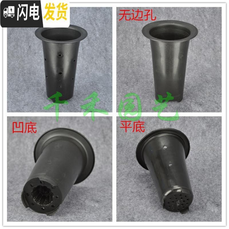 三维工匠塑料花盆透气盆气生盆国兰盆洋兰盆黑色凹底、平底兰花盆 黑色4寸凹底无边孔 5个(送1米网套)花盆容器