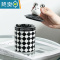 敬平熊公仔牙签盒家用陶瓷牙签筒牙线棉签收纳盒罐创意黑白棋盘牙签桶 魔方-条纹黑色