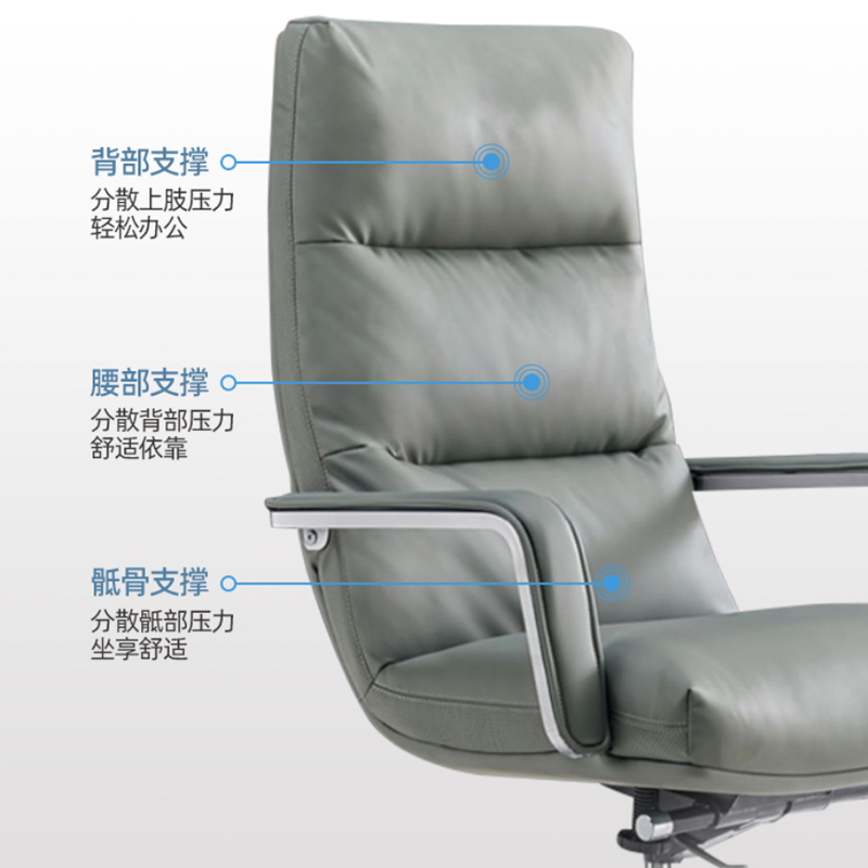 臻远 ZY-6713 办公椅转椅现代简约家用学习椅靠背电脑椅子 西皮铝合金脚高清大图