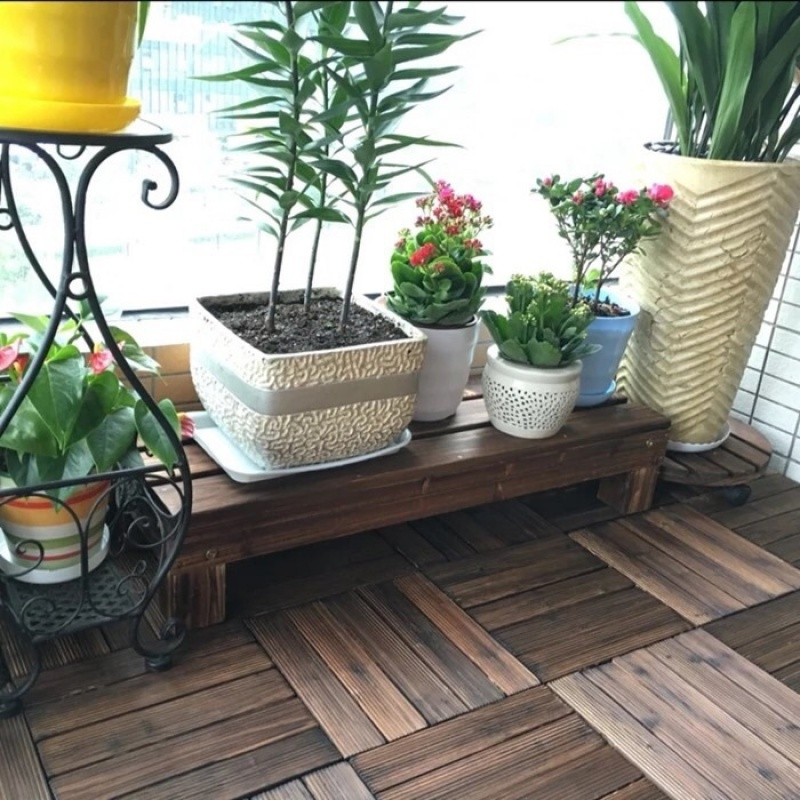 玺晴实木台阶脚踏户外阶梯踏步花几碳化木防腐花架浴室踩脚凳阳台