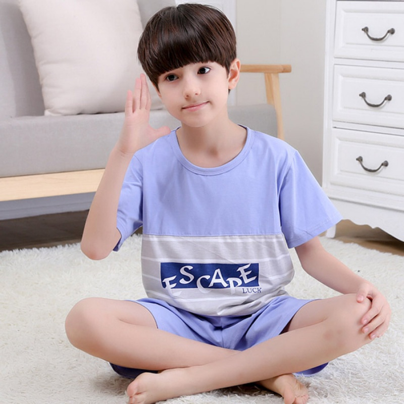 [促销]儿童睡衣男童夏季短袖中大童夏天卡通薄款空服大童睡衣家居服