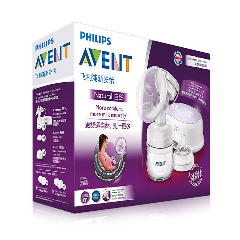 飞利浦 AVENT 吸奶器 新安怡自然原生单边电动吸乳器 舒适自然 干充两用 英国原装进口SCF332/01