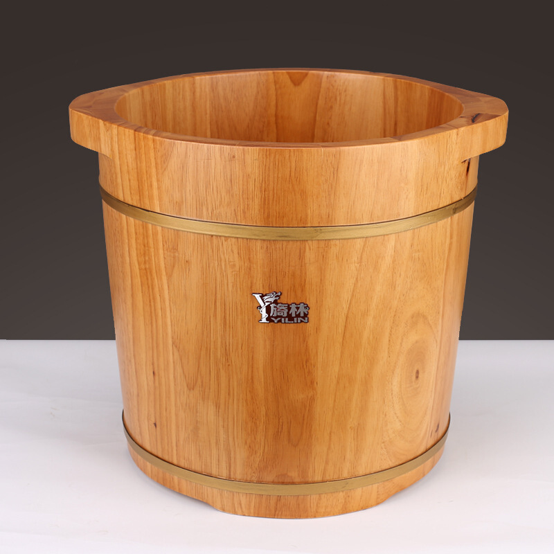 橡木足浴桶泡脚木桶泡脚木盆洗脚桶加厚加高浴足桶三款高度波迷娜