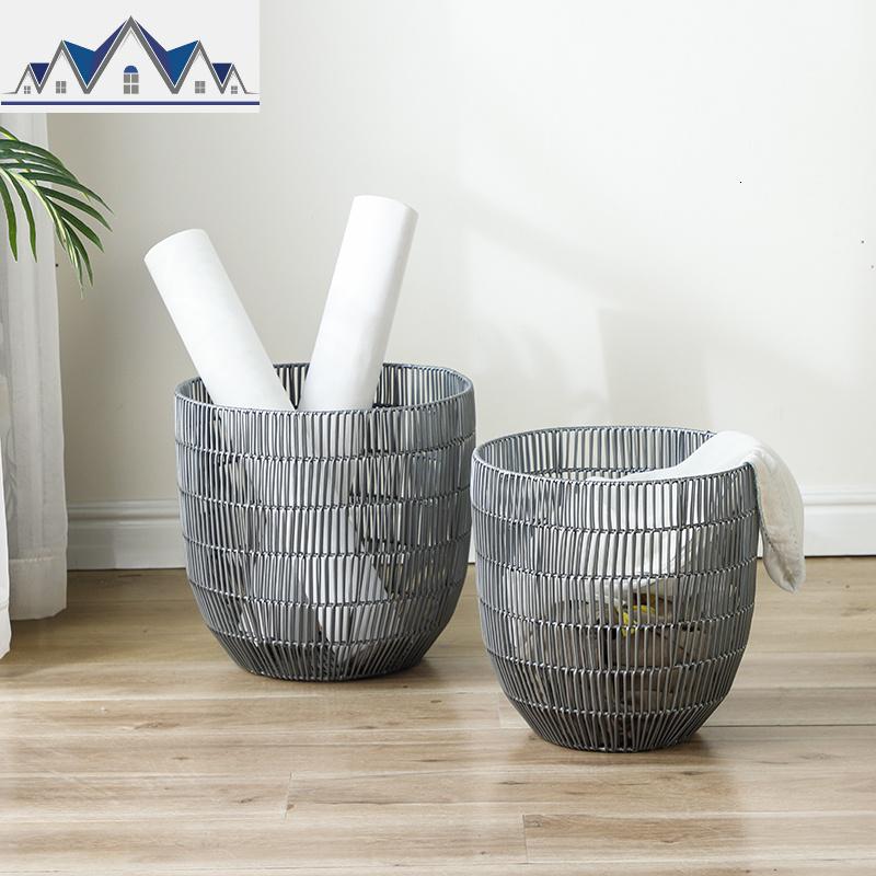 北欧脏衣篮脏衣篓家用脏衣服收纳筐酒店浴室洗衣篮铁艺编织收纳篮 三维工匠 大号+小号