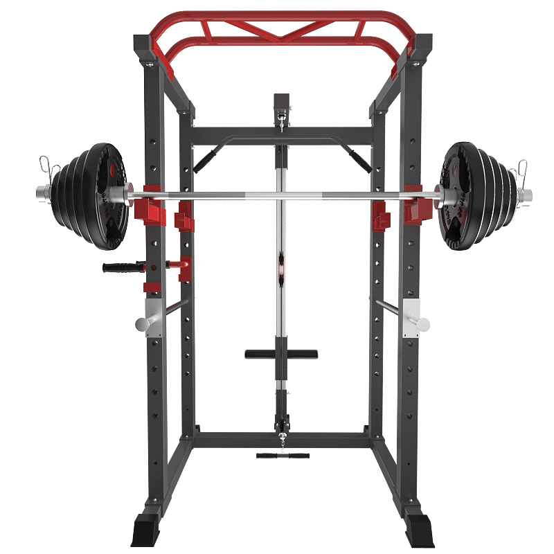 深蹲架 60公斤黑胶杠铃(含杆)|专业多功能家用深蹲架框式龙门架健身