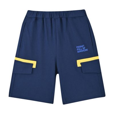 【1件3折】铅笔俱乐部童装2025夏装新款男童五分中裤中大童针织裤子儿童短裤 深蓝 120cm