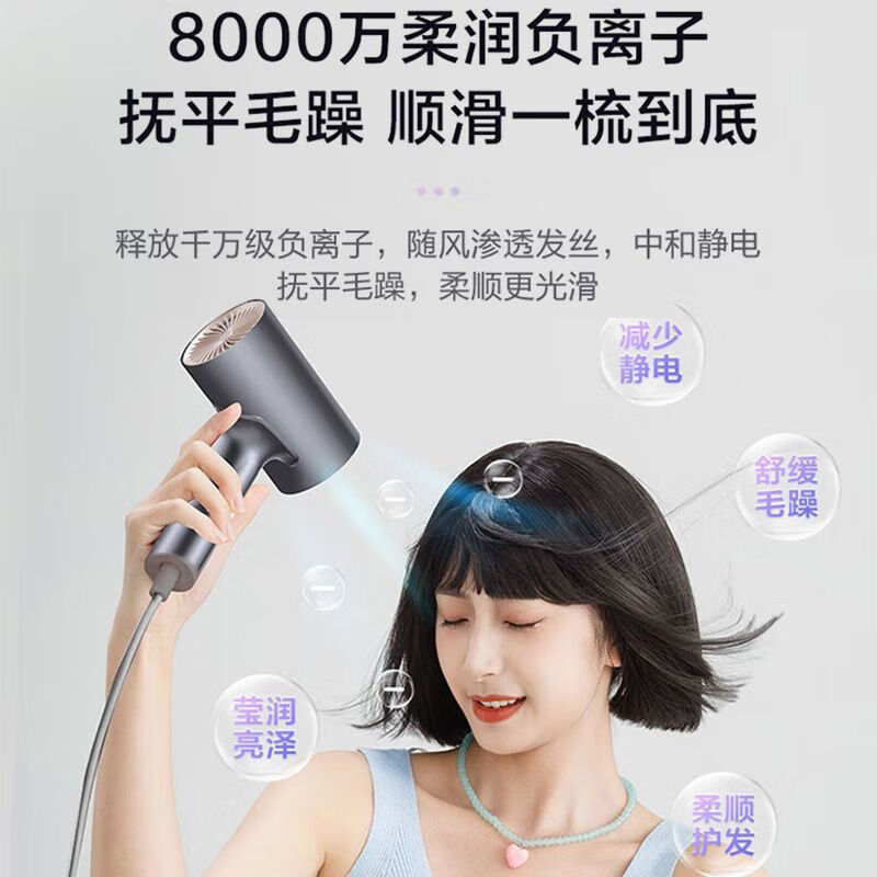 海尔吹风机家用风力恒温速干大功率静音负离子护发学生宿舍升级款 HFVC2-XYY星蕴银高清大图