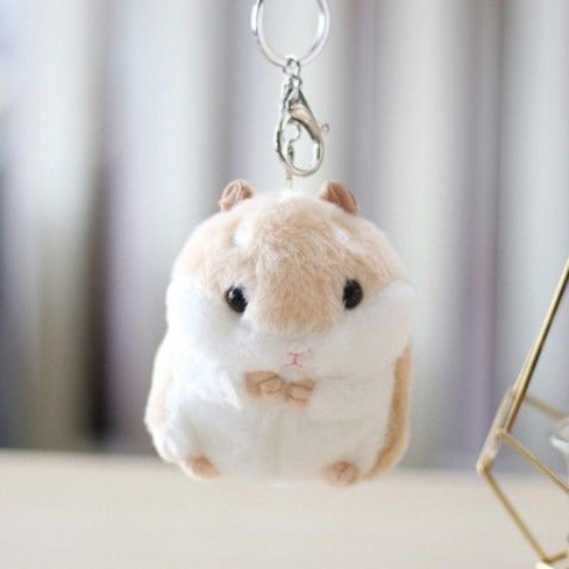 仿真可爱仓鼠汽车钥匙扣挂件毛绒公仔创意男女包包玩偶