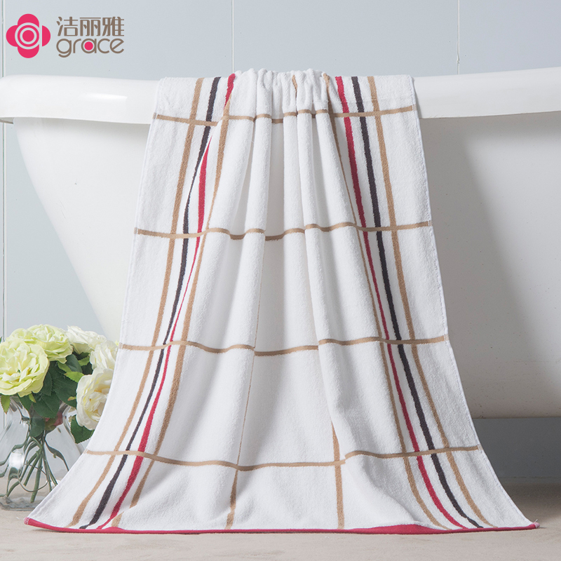 洁丽雅(grace)毛巾家纺纯棉条纹柔软吸水性强浴巾 390g 70*140cm