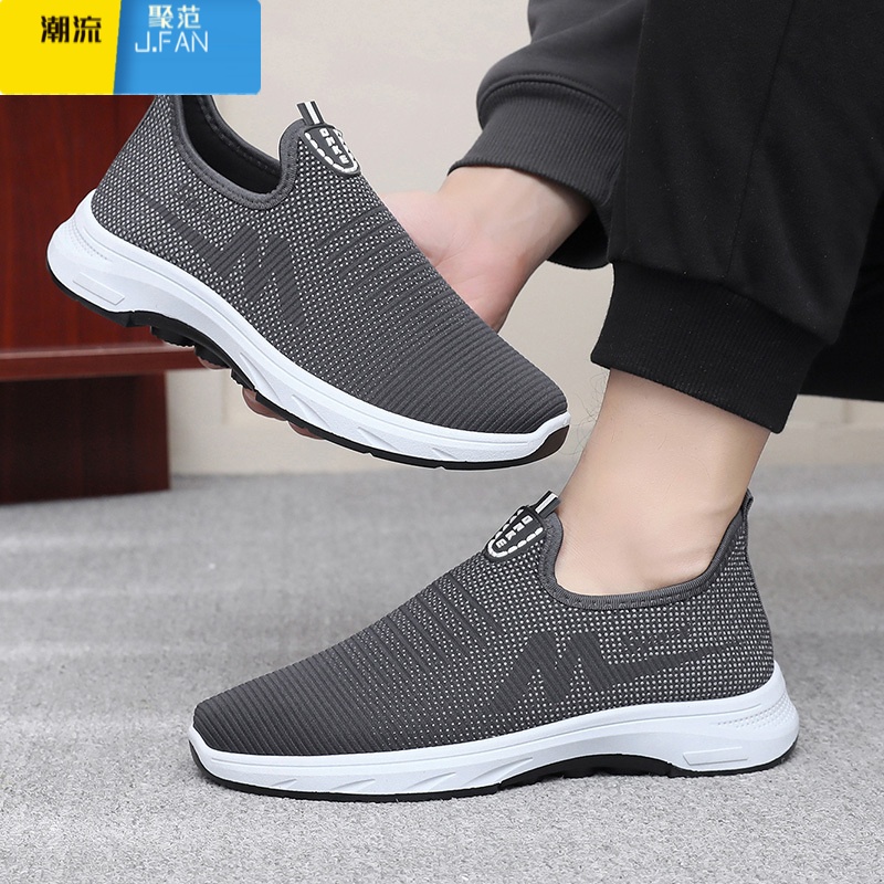 聚范2024新款老北京布鞋男鞋运动休闲鞋透气爸爸鞋一脚蹬老人鞋高清大图