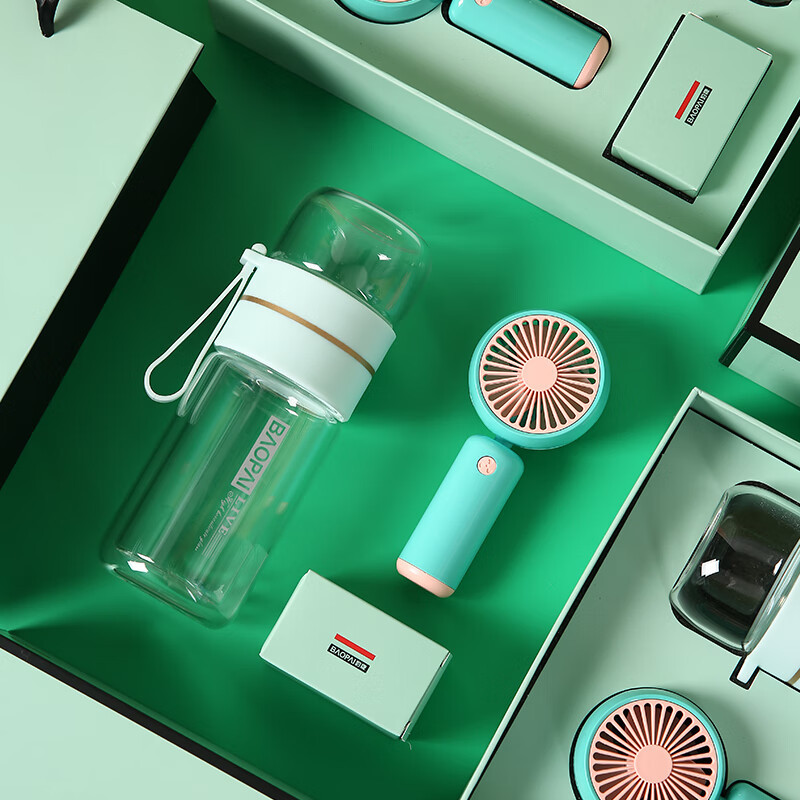 豹牌 BP-T5玻璃杯套装 黄色 手持小风扇玻璃杯雨伞保温杯笔记本高清大图