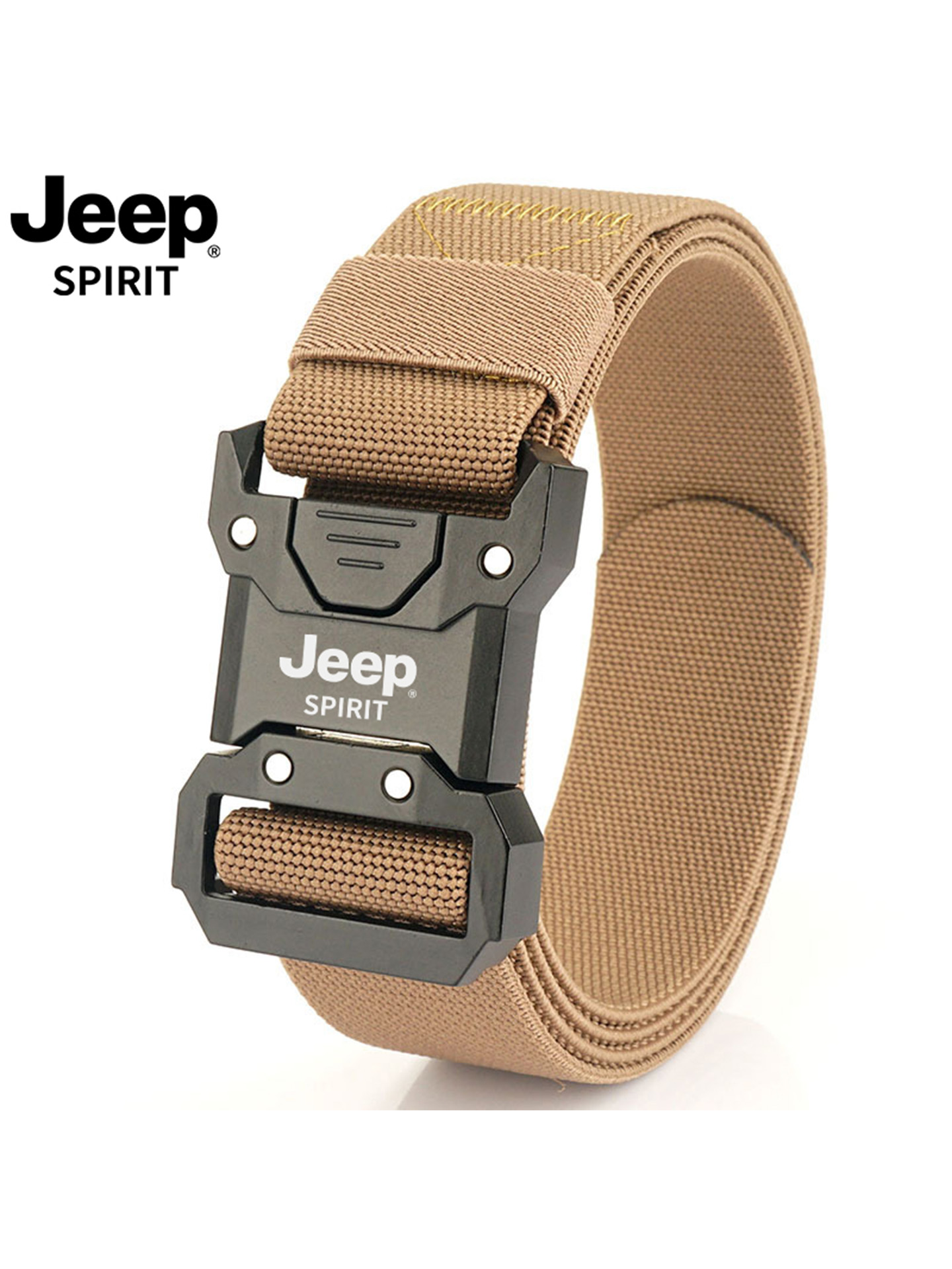 Jeep吉普男士战术腰带休闲百搭帆布皮带弹力插扣快拆男款自动帆高清大图