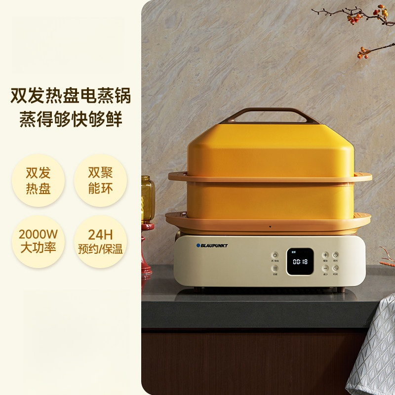 蓝宝(BLAUPUNKT)双聚能速蒸电蒸锅BP-ZG13 黄色高清大图