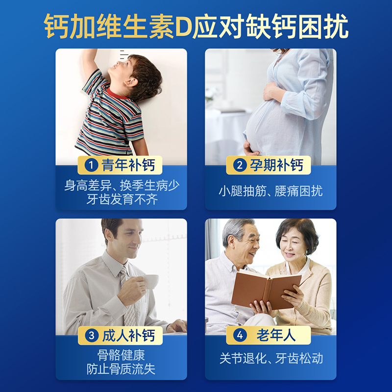 修正维生素D钙片中老年人碳酸钙成年女性男青年青少年补钙d3正品