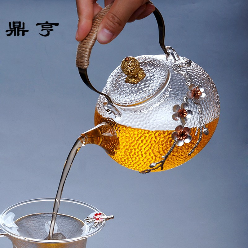 鼎亨日式梅花整套功夫茶具套装家用耐热玻璃泡茶壶茶杯茶道锤纹烧