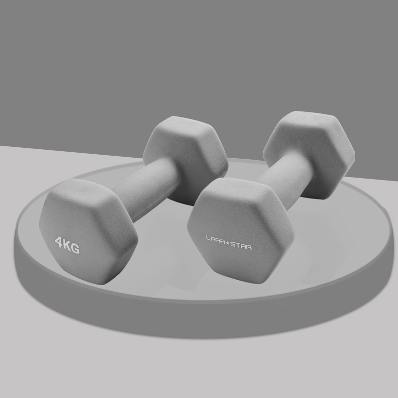 劳拉之星3052健身小哑铃健身家用塑形手臂浸塑六角哑铃男女儿童 4KG 两只装 均码