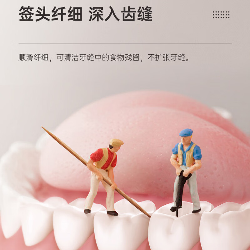 茶花(CHAHUA)碳化竹牙签 独立罐装 一次性家用剔牙神器竹签双头细920支2罐