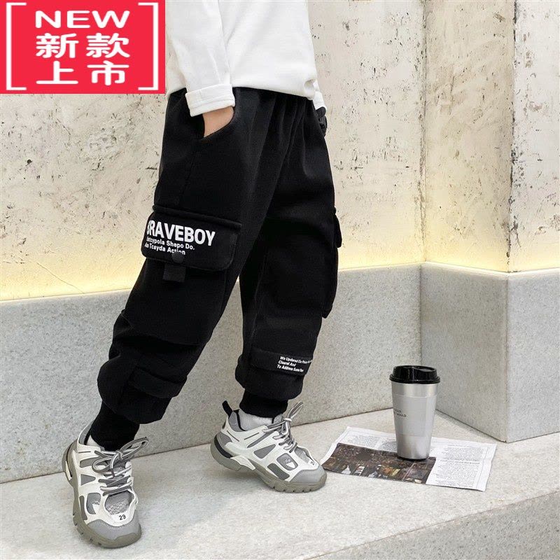 可莉允2022新款冬装长裤男童工装裤童装大童保暖裤子儿童加绒加厚休闲裤图片