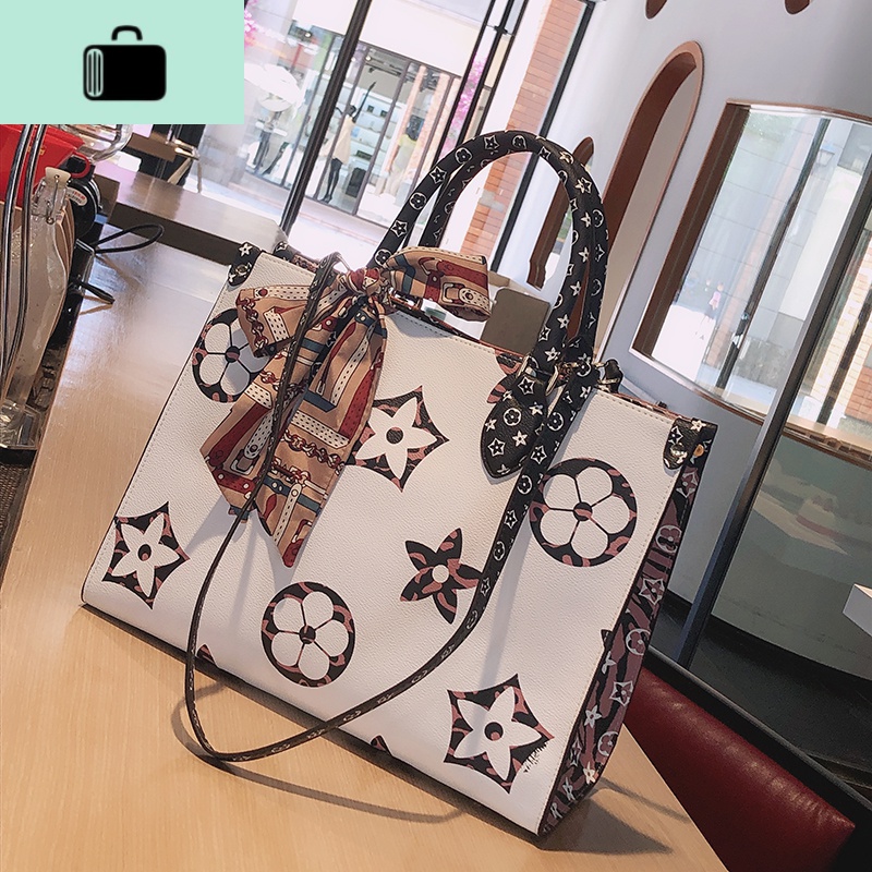 女包2020新款流行大花购物袋单肩包网红质感两面印花复古手提大包NEWLAKE高清大图