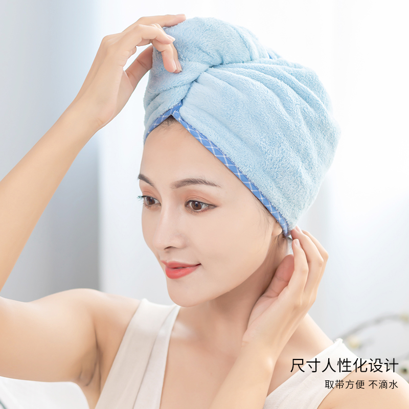 抖音干发帽女吸水速干毛巾吸水浴帽可爱包头巾擦头发干发巾 三维工匠 2个装抹茶绿高清大图