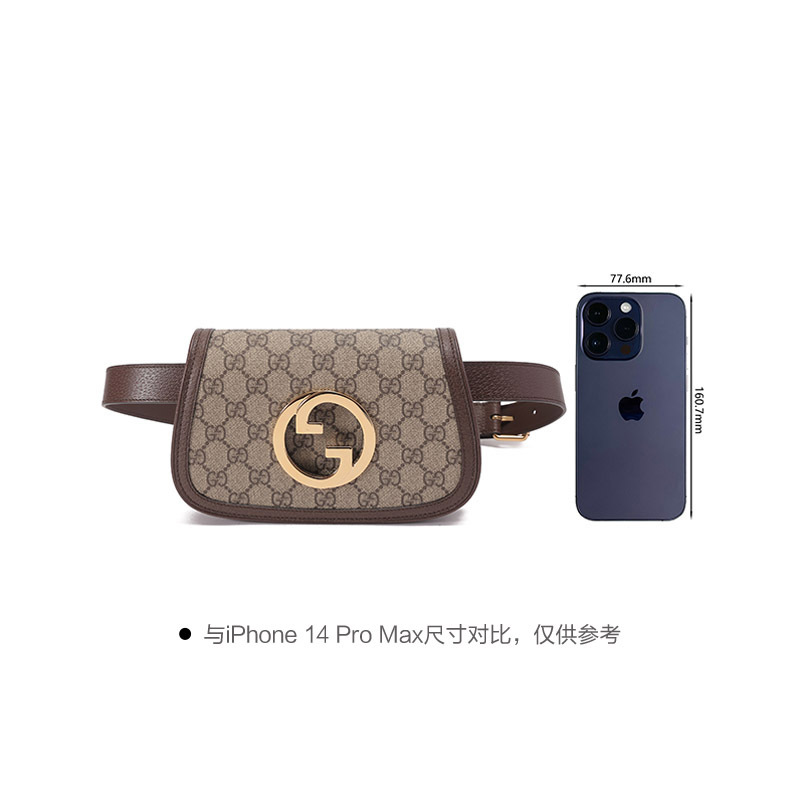古驰gucci女士gucciblondie系列帆布互扣式双g胸包斜挎包腰包703807k9