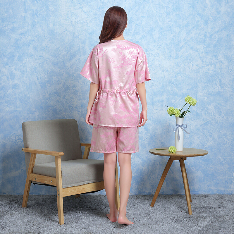 棉质按摩服安然纳米浴服汗蒸服女款酒店桑拿服浴衣浴袍粉红色