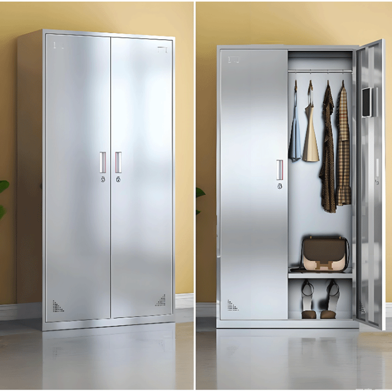 易企采 二门衣柜 【304不锈钢】员工宿舍更衣收纳储物柜 42*90*180CM 单位 :台