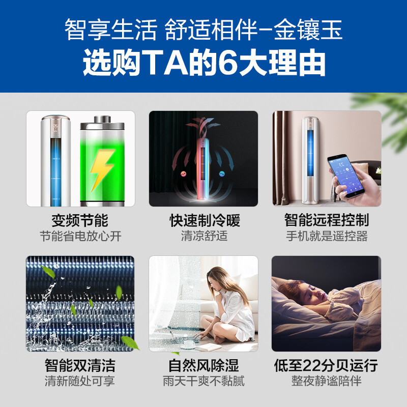 科龙空调 2匹 新三级能效 变频 家用立式圆柱柜机 快速冷暖智能wifi 双清洁 KFR-50LW/FM1-A3