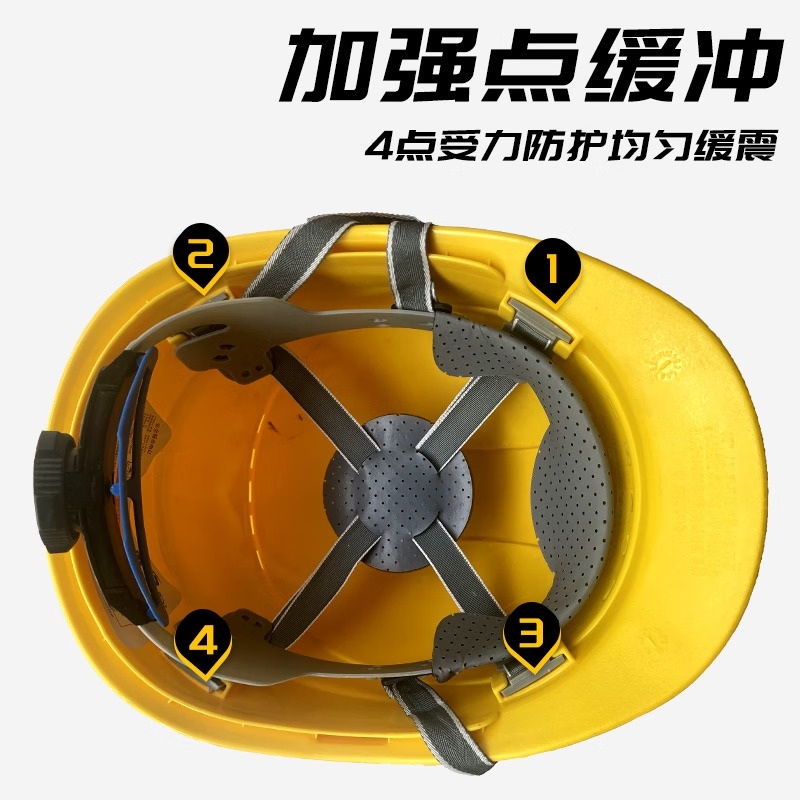 盾守安全帽三筋透气旋钮白色加厚国标ABS防砸透气头盔工地可定制免费印字高清大图