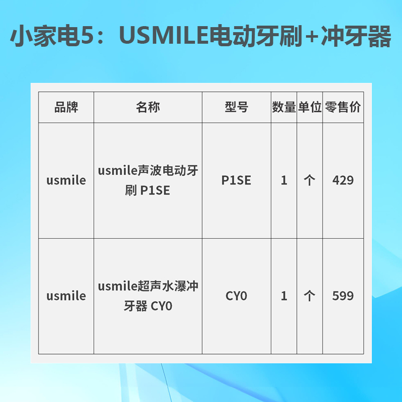 小家电套餐5:usmile电动牙刷+冲牙器高清大图