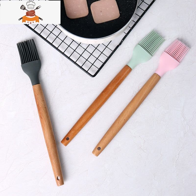 硅胶油刷可高温食用油刷子厨房烙饼平底锅家用烧烤煎饼刷子 敬平 小号一体式(蜜桃粉)图片