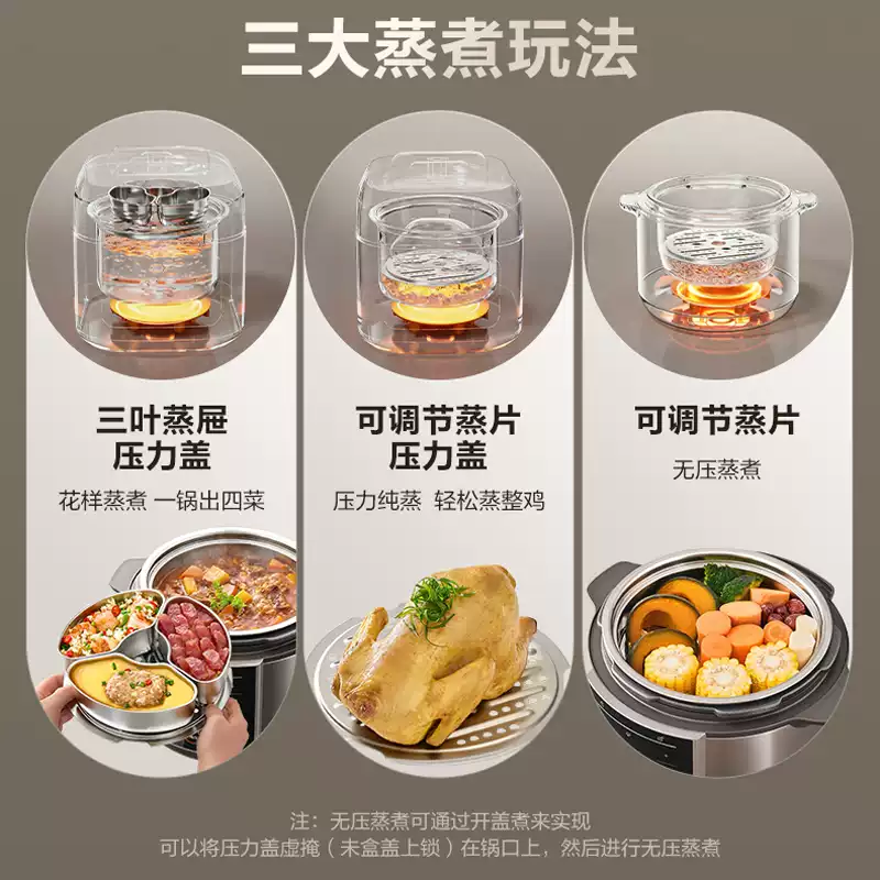 苏泊尔电压力锅家用不锈钢双胆高压锅电饭煲二合一5L大容量SY-50YC5115高清大图