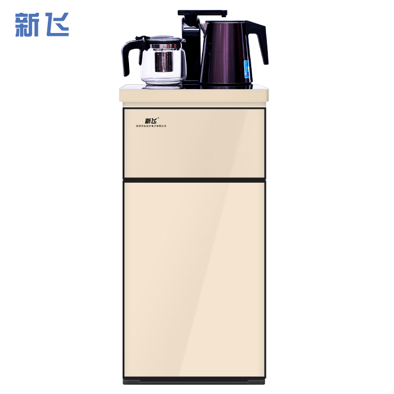新飞 自营茶吧机家用下置式温热饮水机 全自动上水 小型柜式 童锁YR-5-X 拉丝金 XF-L2