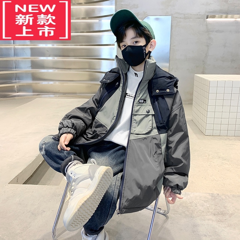 可莉允男童夹棉外套秋冬款派克服2022新款儿童装冬装冲锋衣冬季加厚棉服