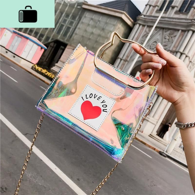 透明女包2019新款镭射包链条可爱单肩包个性炫彩果冻包手提斜跨包NEW LAKE女士单肩包图片